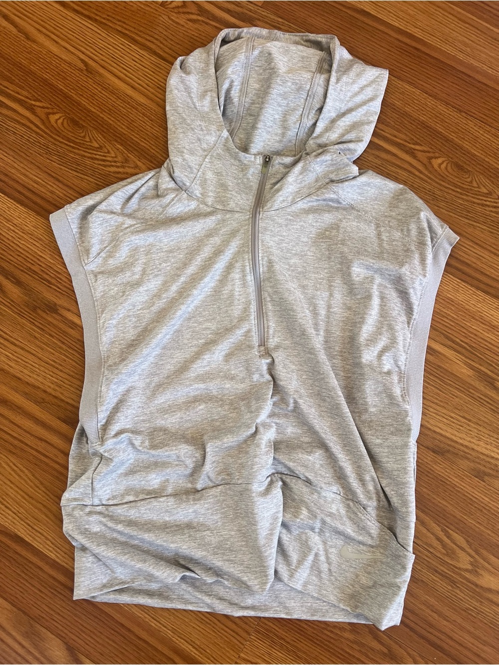 Nike Light Gray Sleeveless Hooded Half-Zip Top